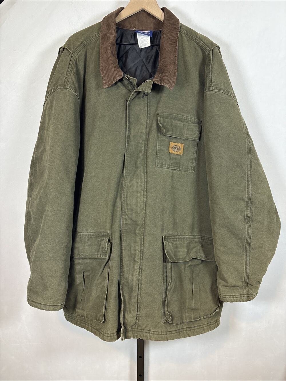 Dickies Duck Canvas Chore Coat Mens 3XL Green VTG Work Jacket Corduroy Collar‎